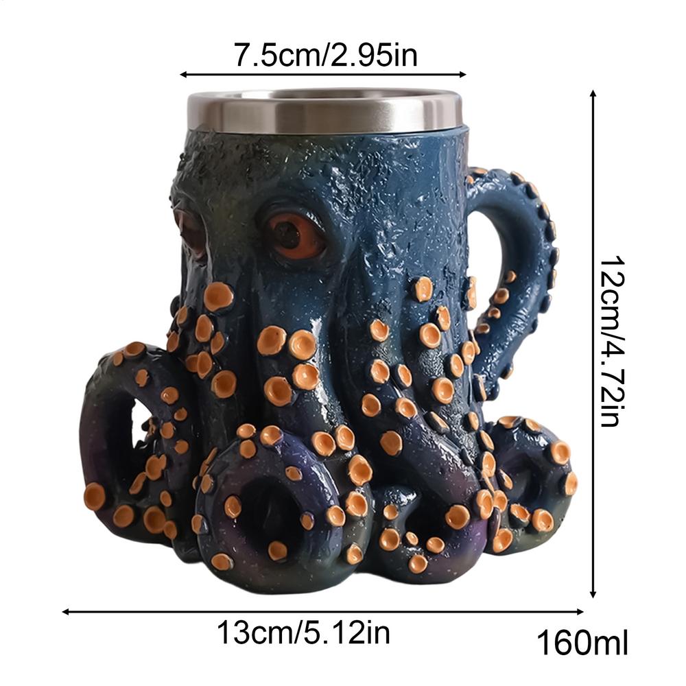 Drinking Cup 160ml Octopus Design Multifunctional Cups Octopus Coffee Mug for Hot Cold for Milk Ice Water Juice Latte Tea Beer