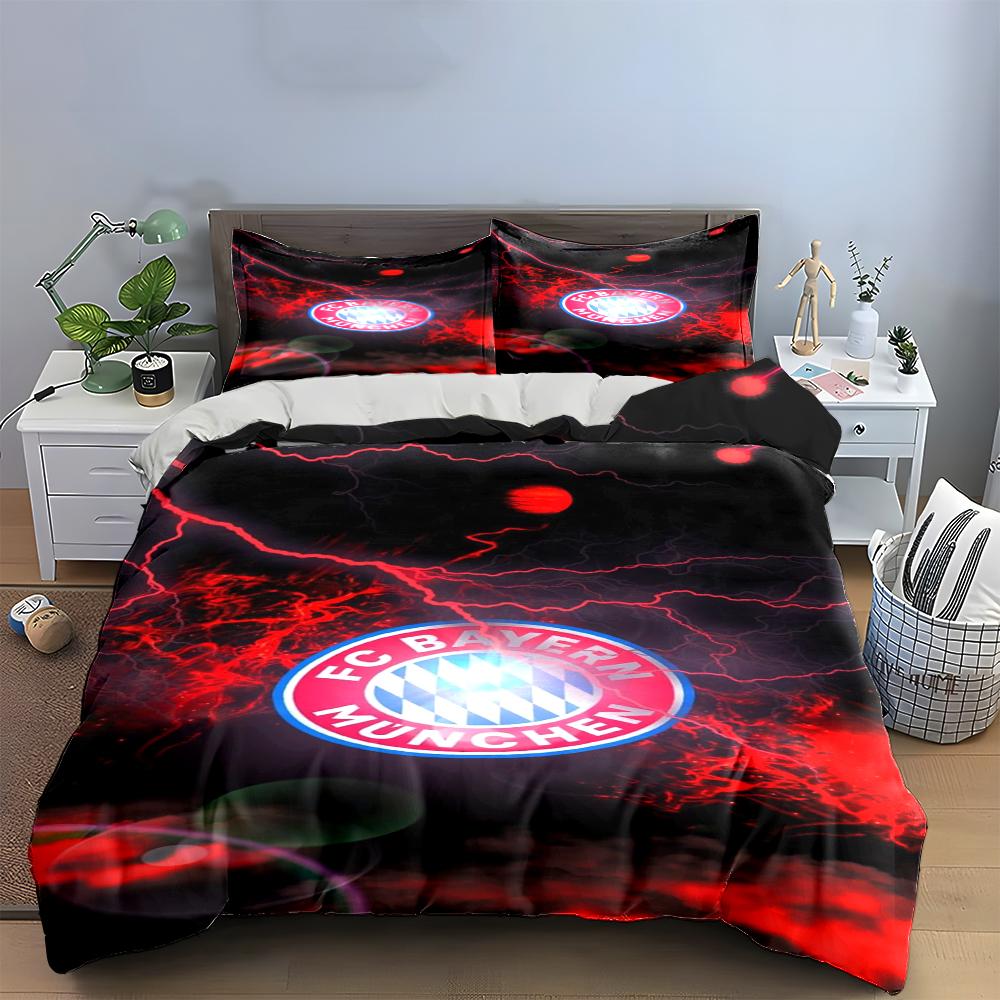 Bayern Munich Logo Bedding Set Bedding Duvet Cover Set Duvet Cover Pillowcases Home Decor (1 * Duvet Cover 2 * Pillowcases, Without Duvet Insert)