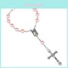 Trendy Cross Charm Bracelet With Purple Glass Pearls Religious Fashion