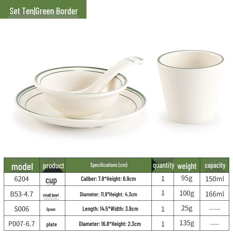 Melamine Four-Piece Table Set: Imitation Porcelain Plastic Bowls & Plates for Restaurants and Hotels