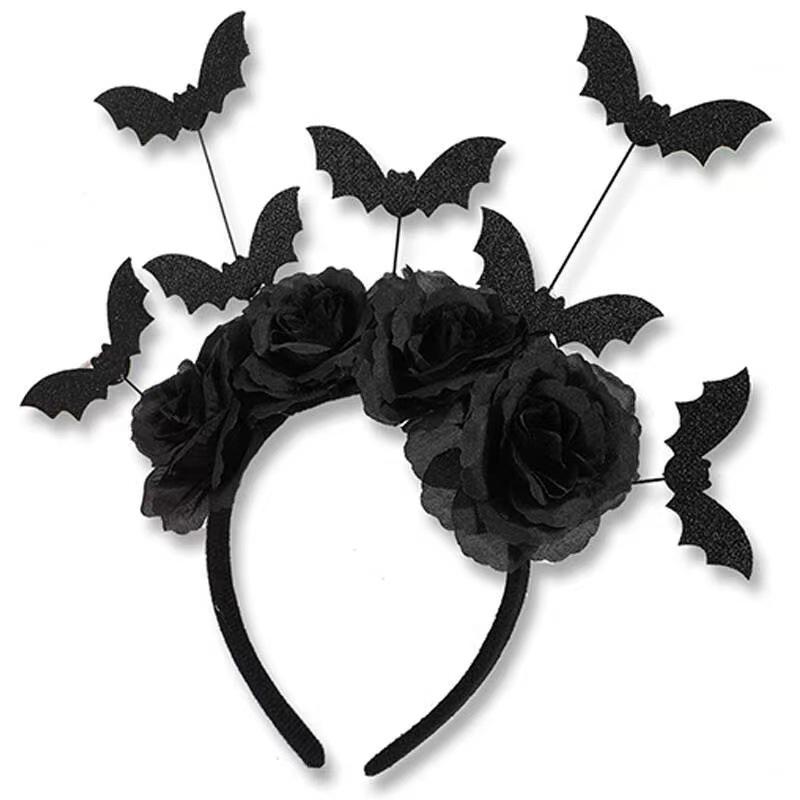 Halloween Devil Horns & Bat Headband with Feathers - Party Decoration