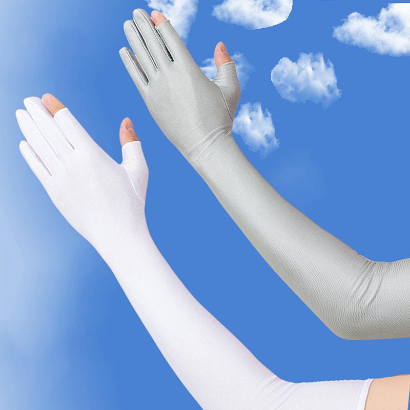 Ice Silk Sleeves Women Summer Sun Protection Men Fishing Cycling Breathable Two-Finger Non-Slip Gloves Mountaineering Gloves