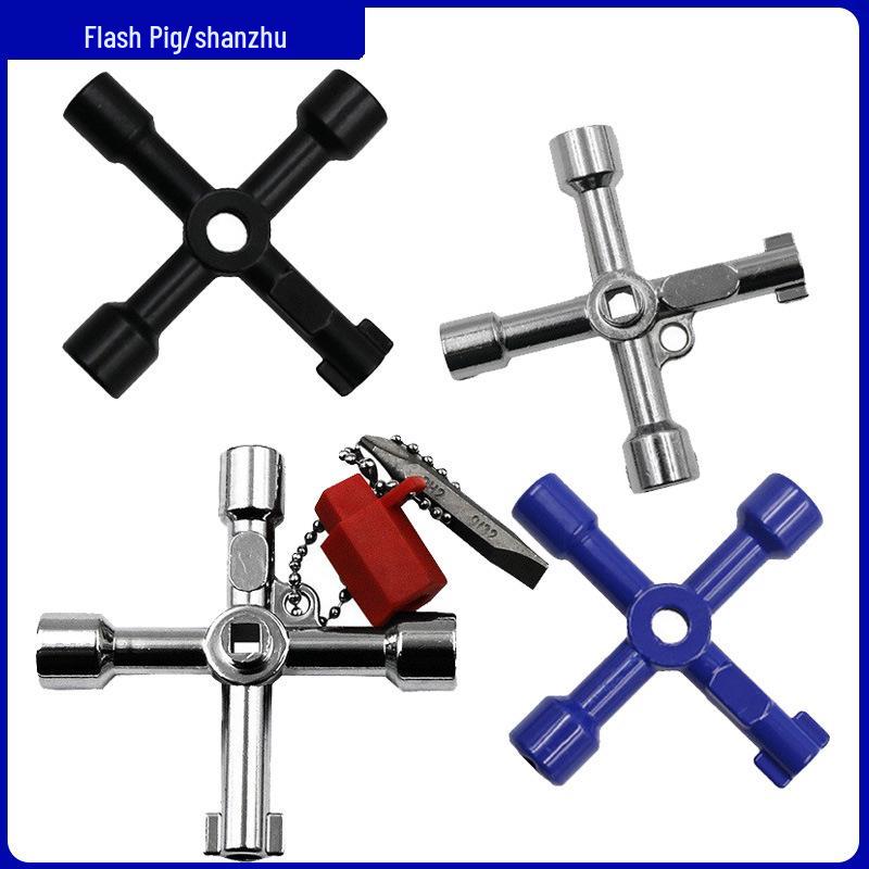 Multi-size Cross Electrical Cabinet Triangle Key Wrench for Elevator, Water Meter, Square and Round Holes