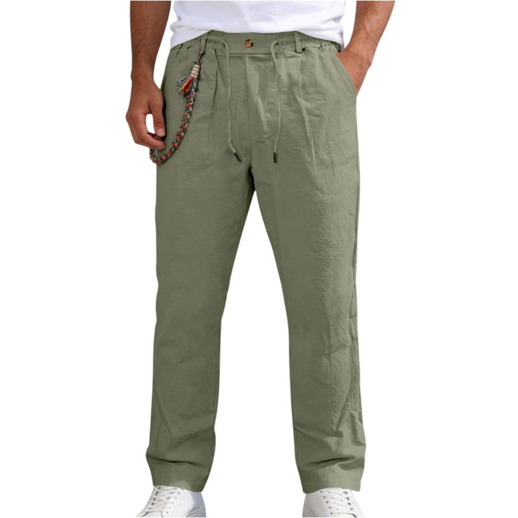Men's Casual And Fashionable -color Loose Linen Straight-leg Pants