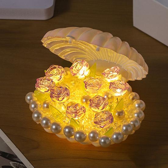 Yousheng Rose Nachtlicht Blumenlampe Muschellicht Rose Schlafzimmer Tischlampen Warmes Umgebungslicht Einzigartige Geschenke für Frauen Sie Freundin Ehefrau