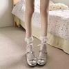 Silver Light Mouth Ballet High Heels Single Shoes Women's New Summer Skirt Round Head Mary Jane Shoes