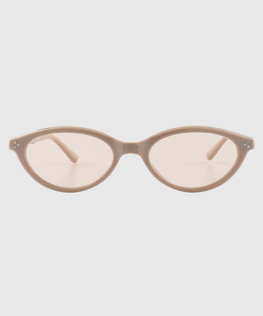 Tuditeo Aur Portable Foldable Sunglasses Slim Cat-Eye Oval Sunglasses C2 Beige