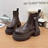 Autumn and Winter New Women's Leather Heightening Knight Boots Thick-soled Martin Boots Short Boots