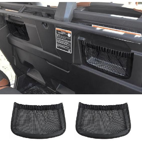 MARCHFA UTV Rear Backrest Storage Net Bag Compatible For Can Am Defender Max Accessories UTV Rear Cargo Bag Organizer Seat Mesh Pocket (2X Storage 2X Storage Net