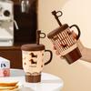 High-value Mug with Lid Dong Dong Cup Ceramic Water Cup Home Office Coffee Cup Large Capacity Straw Cup