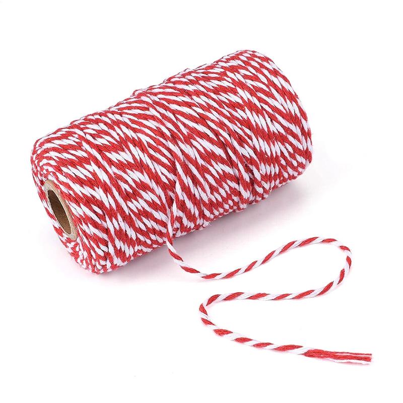 100m/328Feet Red White Cotton Rope Bakers Twine String Cotton Thread for Home Decor Handmade DIYs Christmas Gift Wrapping