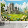 Huge Fantasy Castle Fairytale Tapestry Wall Art Medieval Manor Print Decor Backdrop 180x280cm Whimsical Design