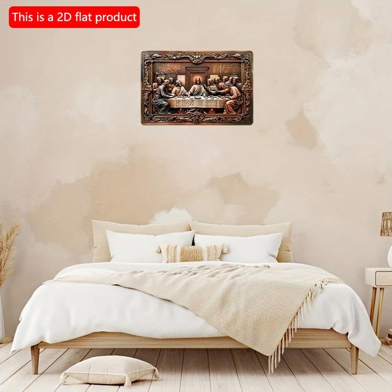 2D Platt Träskylt 30*20cm Boho Trä Väggbonad Dekor, Den Sista Nattvarden Dekorativ Skylt, Religiöst Tema Mångsidig Träskylt Plakett för Hem