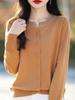 Women's Stylish Woolen Knit Cardigan: Short Long-Sleeve Jacket Sweater for Spring/Autumn 2026.