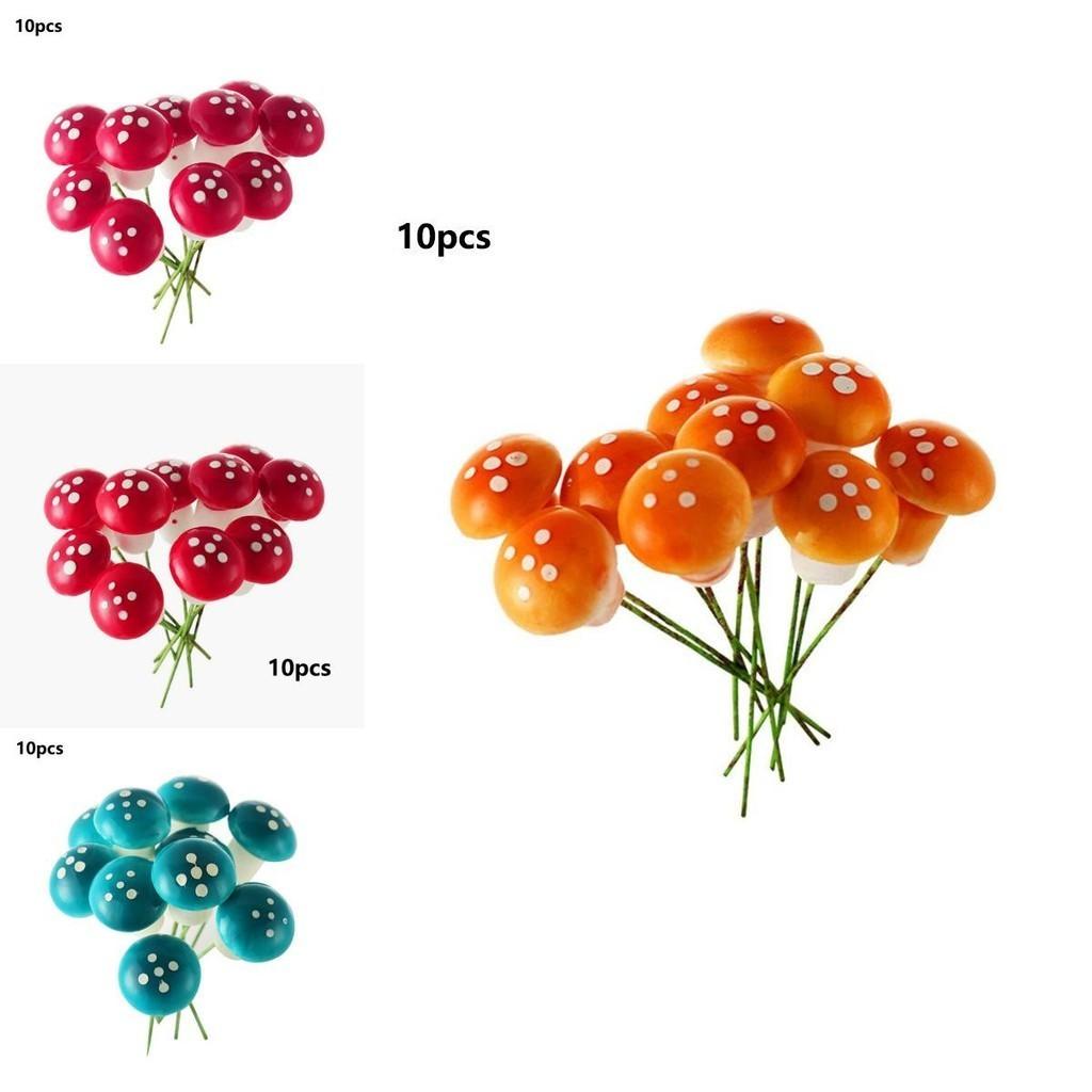 Vibrant Mini Colorful Mushroom Ornaments For Enchanting Dollhouse Garden Decor