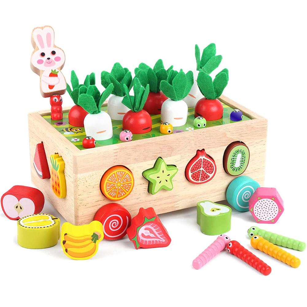 Multifunctional Toy From 1 2 3 Years Carrot Plug-In Game Gift Wooden Toy Sorting Game Wooden Puzzle Carrot Harvest Easy To Use