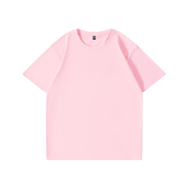 Summer new 200g pure cotton small shoulder youth campus sports and leisure loose solid color round neck short sleeves
