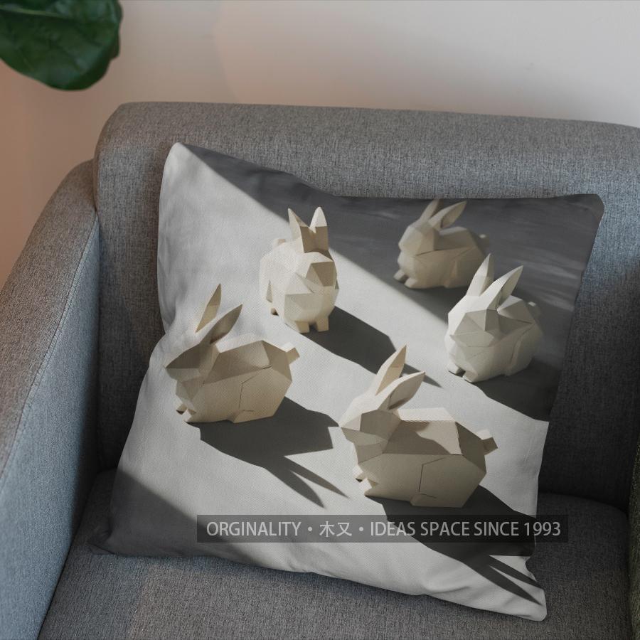 2D Geometric Origami Bunny Pattern Pillow Cover Pattern Cushion Cover Suitable For Sofa Bedroom Car Pillow Cover