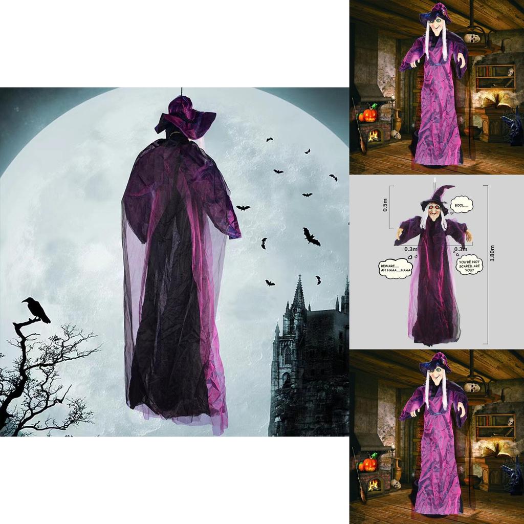 Large Sound Activated Witch Decoration For Halloween Party Ghostly Bar Atmosphere