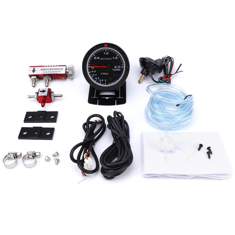 Dynoracing 60MM Car Turbo Boost Gauge + Adjustable Turbo Boost Controller Kit 1-30 PSI IN-CABIN Car Gauge Car Meter