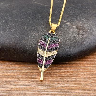 Nidin 6 Styles Irregular Patterns Elegant Feather Pendant Gold Plated Chain Necklaces For Women Accessories Bohemia Jewelry Gift