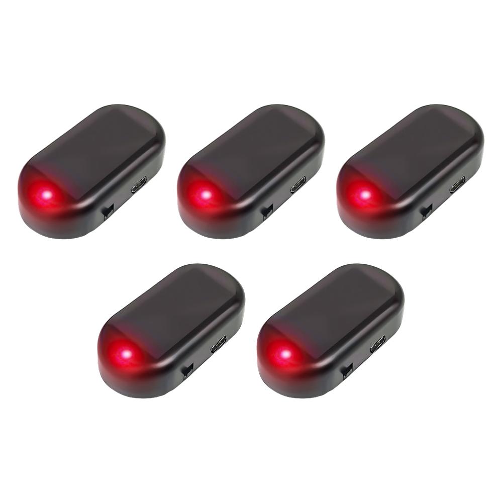 Solar Powered Car Fake Security Light Blue/Red Light LED Flashing Light Simulated Car LED Warning Light Anti-Theft Caution Lamp
