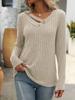 Autumn/Winter Women's V-Neck Button T-Shirt