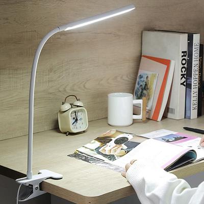 Adjustable LED Desk Clip On Lamp 360° Rotate 10 Brightness Reading Light with Clamp Eye Protection Dimmable Brightness