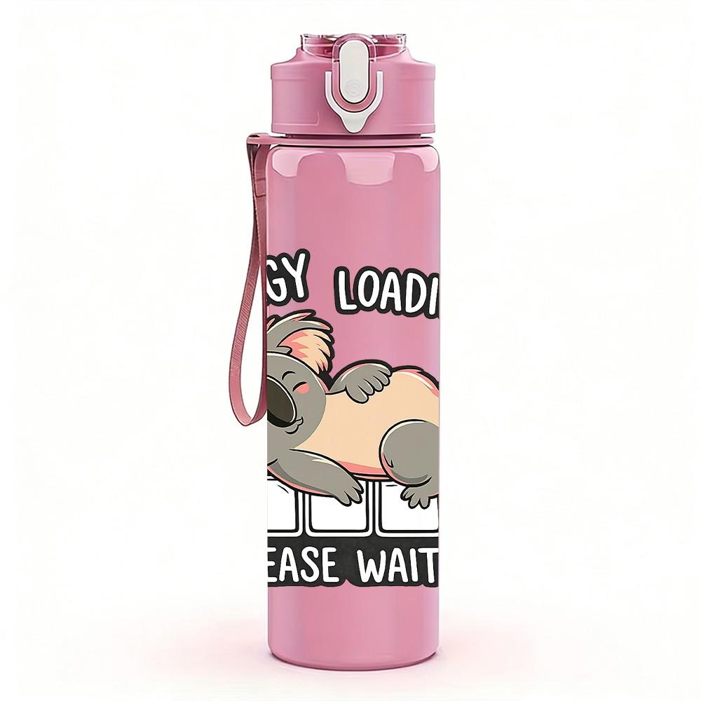 1PC Cat Mouse Funny Cartoon Print 750ml Color Plastic Sports Water Bottle Leakproof Flip Straw Lid Suitable for Sports Office Home Use
