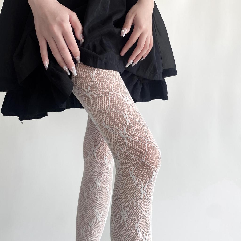 Women's Y2K Floral Lace Mesh Stockings - Spring/Summer Leg Shaping, Hollow-Out Design
