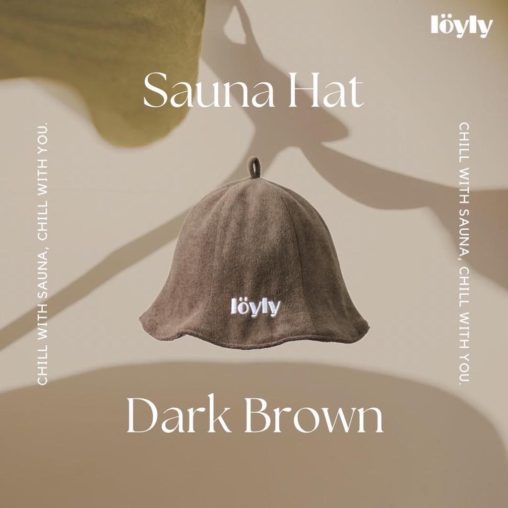 Loyly Sauna Hat for Men and Women, Double-Layered Towel Fabric, Washable, Cute, Stylish, and Perfect for Loyly (Dark Brown)