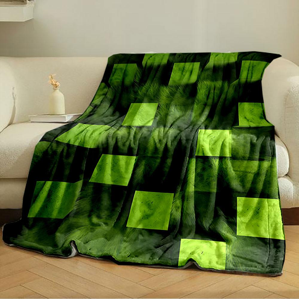 Green Geometric Texture for All Seasons Blanket Lunch Break Throw Gift