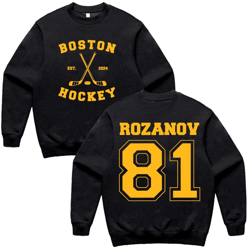 

Ilya Rozanov Boston Hockey 81 Vintage Sweatshirt Queer Hockey Fan Crewneck Boston Hockey Pullovers Women Men Trendy Y2K Clothes XXXL чорний
