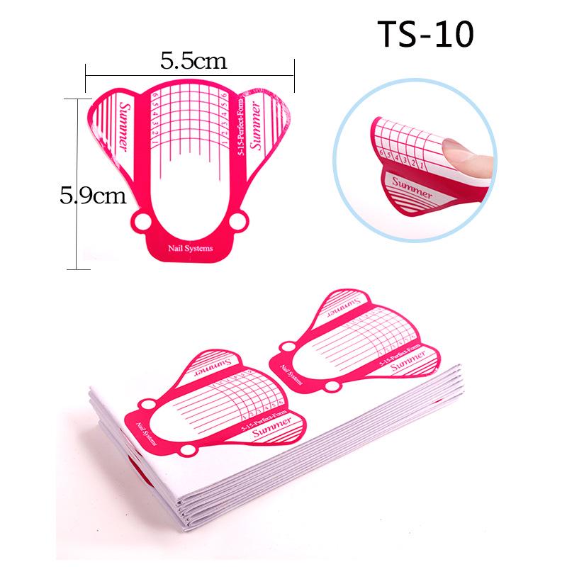 100-Piece French Light Therapy Nail Extension Forms: Butterfly & Horseshoe Designs