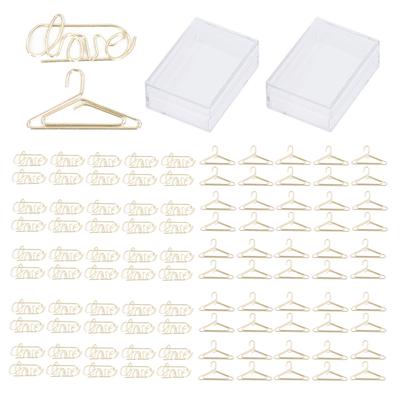 100Pcs Cute Paper Clips Hanger and Love Style Electroplated Metal Gold Color Planner Clips for Home