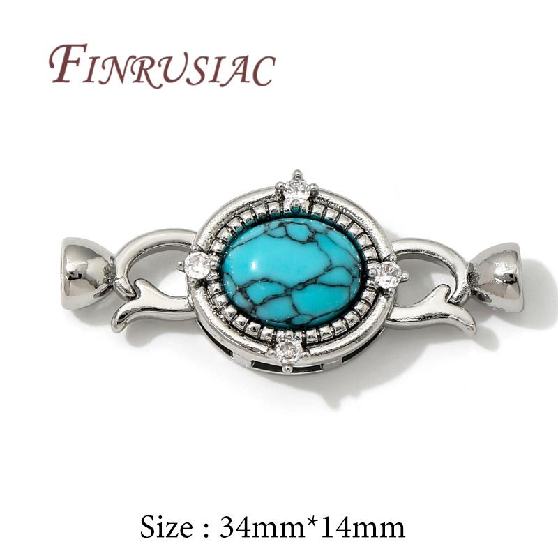 18K Real Gold Plated Inlaid Natural Stone Jewelry Clasps Fasteners For Bracelets Accessories,Locks For Jewelry,Necklace Findings