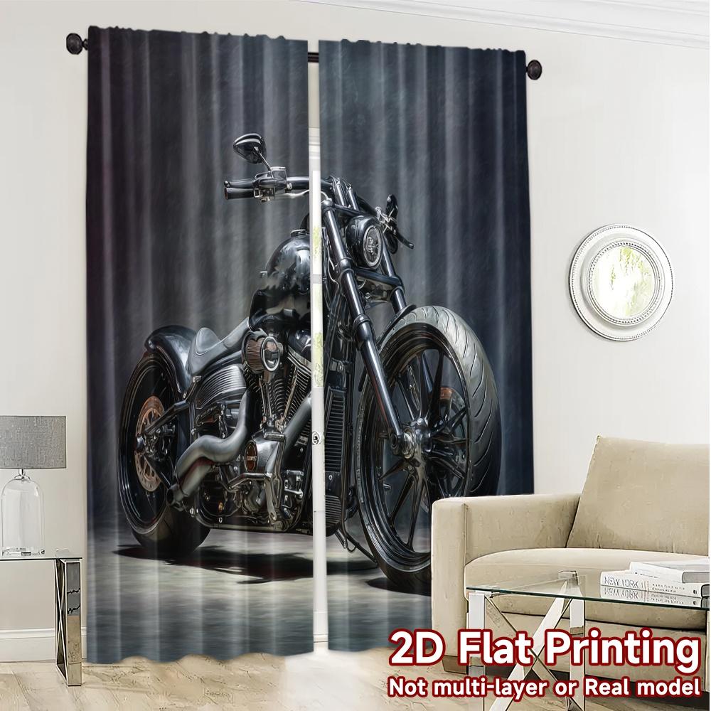 Flat Printing Curtains Without Rod Darksteel Rider Chic Window Curtain Versatile Fabric Decorations Home Set Of 2 Made Polyester Washable