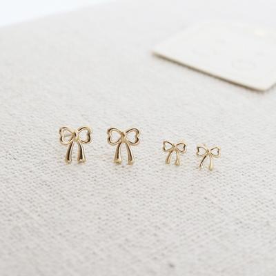 Sweet and Simple Temperament Mini Hollow Bow Earrings Earrings Small and Fashionable New Style for Women