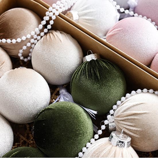 15 Pcs Velvet Christmas Balls Shatterproof Flocked Xmas Tree Hanging Ball Ornaments Festive Home Party Baubles for Christmas Wedding