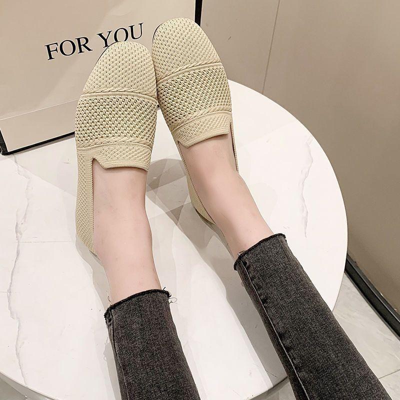 Women's Shoes Are Light and Breathable, New Fashion Soft-soled Flat Shoes, Flying Woven Shoes, Women's Casual Versatile Single Shoes