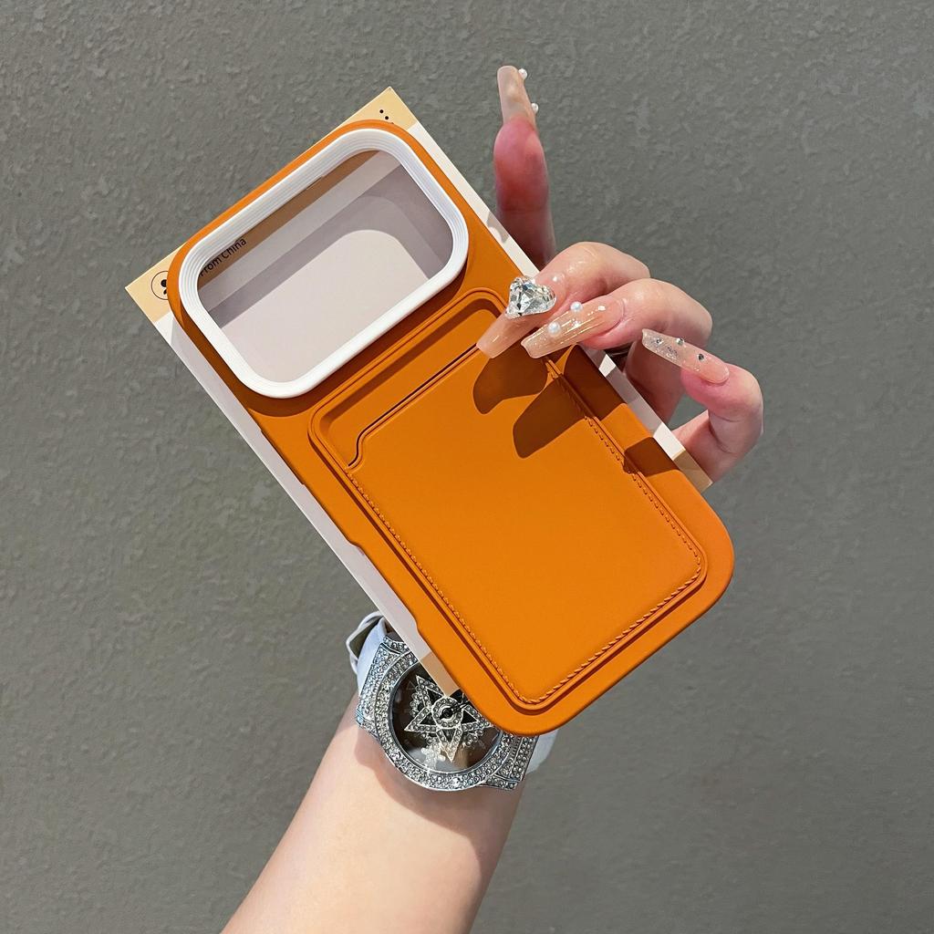 Luxury Card Holder Slot Wallet Photo Pocket Phone Case For iPhone 17 Air 16 15 14 Plus 13 12 11 Pro Max Matte Shockproof Cover