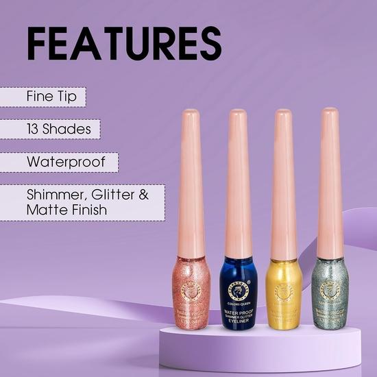 Colors Queen Sky Eyes Shimmer Glitter Waterproof Eyeliner | Long Lasting Liquid Eyeliner with Precision Application (Shade - 03, 5ml)