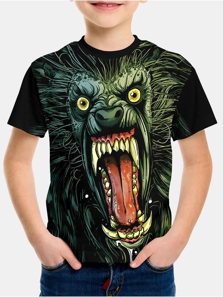 Summer Animal Wolf Pattern 3D Printe Children's Tops Boy's Round Neck Casual Short Sleeve Comfortable Kids Clothes T Shirt