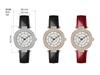Shigaodi Women's Large Dial Leather Strap Full Diamond Watch, Red Luxury Edition