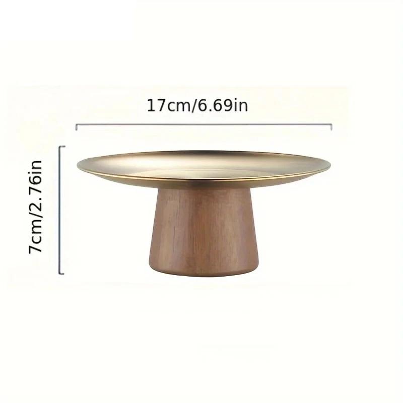 

WIKHOSTAR поднос для торта из нержавеющей стали, деревянная основа, тарелка для фруктов, десертная тарелка, обеденный стол, украшения для дома S золотой