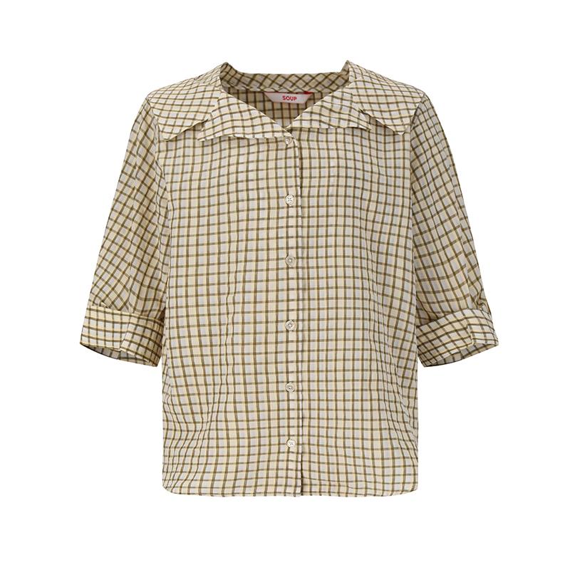 Sup Check Blouse (Sz4Ls82) Beige(25)/066
