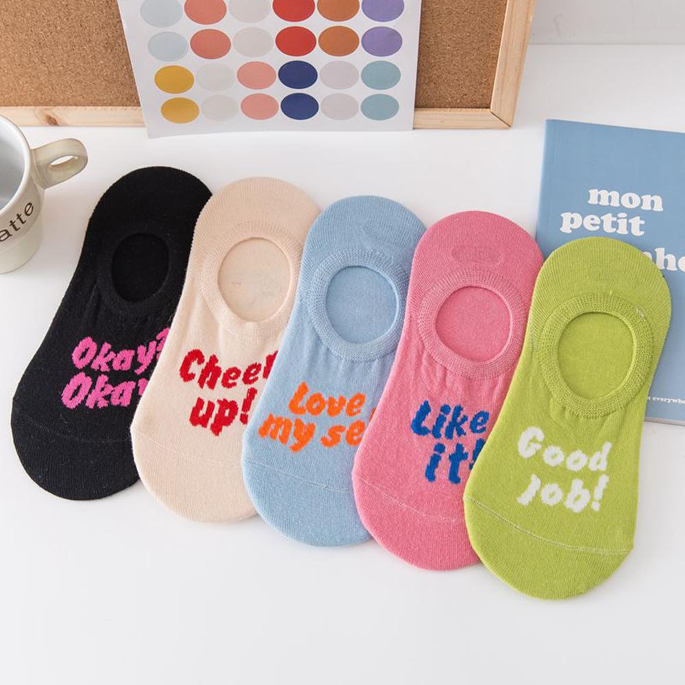 

Милые дышащие силиконовые нескользящие короткие хлопковые тапочки с английскими буквами, низкие носки-лодочки до щиколотки