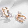 Fashion Pearl Long Drop Earrings For Women  Rose Gold  Color Mix With White Natural Zircon Daily Fine Jewelry