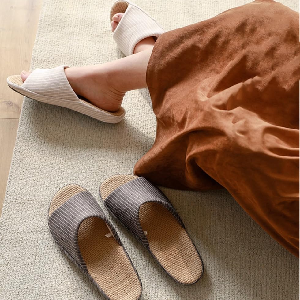 Hato Linen Room Slippers for Men and Japanese Solid Indoor Thick Cushioned Japanese Design Weight Japanese Shoe Women, Style, Color, Spring/Summer