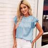 Summer New Fashion Versatile Printed Lotus Leaf Sleeve Top Women's Casual Breathable T-Shirt